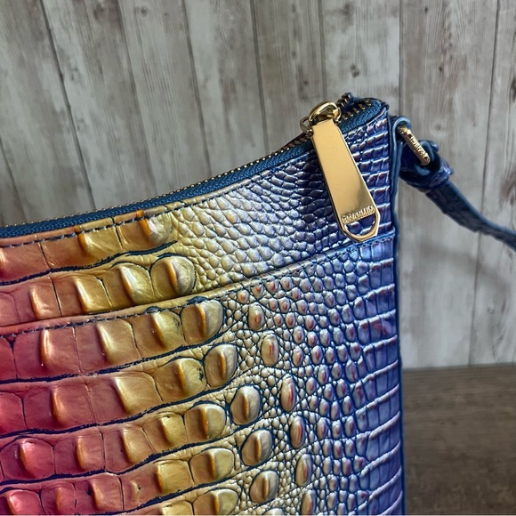Brahmin Katie Multicolor Magic Ombre Crocodile Embossed Crossbody Bag Pink Blue - Picture 5 of 8
